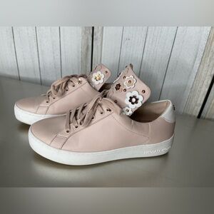 Michael Kors Women's Sneakers Tennis Shoes Size 8M Blush Pink 3D Flowers